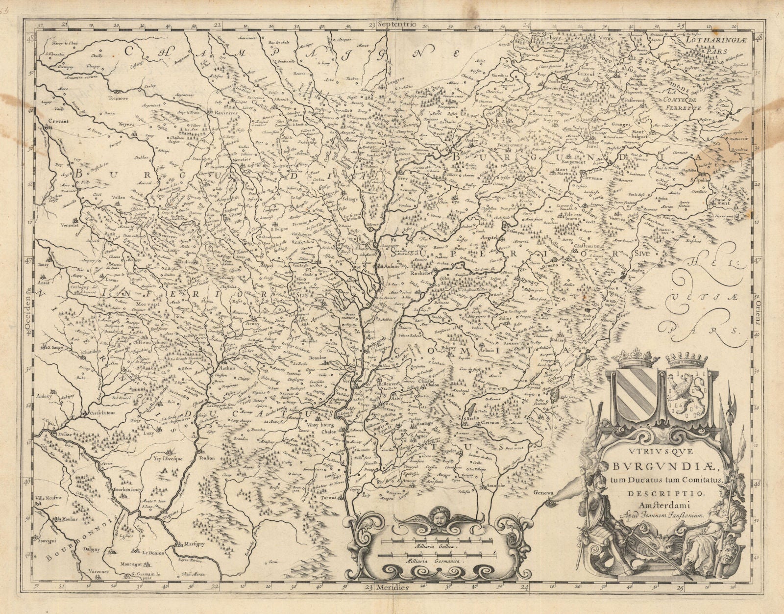 Utriusque Burgundiae tum Ducatus tum Comitatus Descriptio. Janssonius c1631 map